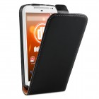 Motorola Moto G (2. Gen.) Hülle - beschichtetes Leder - Flip Case - in Schwarz