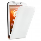 Motorola Moto G (2. Gen.) Hülle - beschichtetes Leder - Flip Case - in Weiß