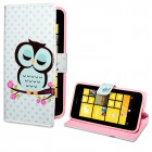 Nokia Lumia 630 / 635 Hülle - Kunstleder - Flipcase - deinPhone Eule