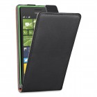 Nokia Lumia 730 beschichtetes Leder Flip Case - Schwarz