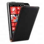 Nokia Lumia 930 Hülle - beschichtetes Leder - Flip Case - in Schwarz
