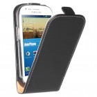 Samsung Galaxy S3 Mini Hülle - beschichtetes Leder - Flipcase - Schwarz