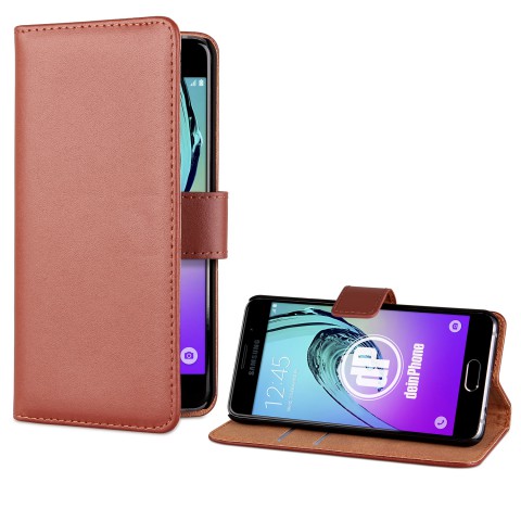 Samsung Galaxy A3 (2016) beschichtetes Leder Flip Case - mit Kreditkartenfach - Braun