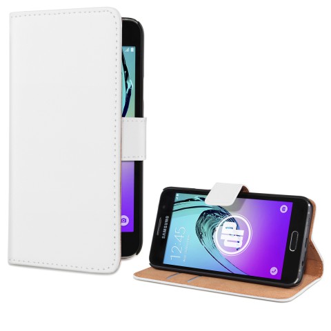Samsung Galaxy A3 (2016) beschichtetes Leder Flip Case - mit Kreditkartenfach Weiß