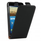 Samsung Galaxy A3 (2015) Hülle - beschichtetes Leder - Flip Case - in Schwarz