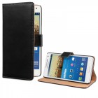 Samsung Galaxy A7 Hülle - beschichtetes Leder - Flipcase mit Kreditkartenfach - Schwarz