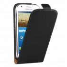 Samsung Galaxy Ace 4 Hülle - beschichtetes Leder - Flip Case - in Schwarz