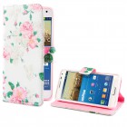 Samsung Galaxy Alpha Hülle - Kunstleder - Flipcase - Blumengesteck Weiß