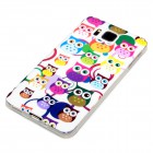 Samsung Galaxy Alpha Hülle - Silikon Case - Kleine Eulen Bunte Ringe