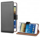 Samsung Galaxy Grand Prime beschichtetes Leder Flip Case - mit Kreditkartenfach - Schwarz