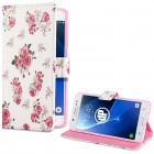Samsung Galaxy J5 (2016) Hülle - Kunstleder - Flipcase - Blumengestecke Weiß