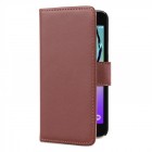 Samsung Galaxy J7 (2016) Hülle - beschichtetes Leder Flip Case - mit Kreditkartenfach - Braun