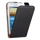 Samsung Galaxy J7 (2016) Hülle - beschichtetes Leder Flip Case - Schwarz