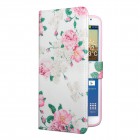 Samsung Galaxy Note 3 Neo Hülle - Kunstleder - Flipcase - Blumengestecke Weiß