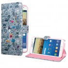 Samsung Galaxy Note 3 Neo Hülle - Kunstleder - Flipcase - Comic Muster Grau