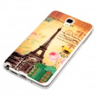 Samsung Galaxy Note 3 Neo Hülle - Silikon Case - Eiffelturm Rosa Blume