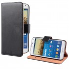 Samsung Galaxy S5 / S5 Neo Hülle - beschichtetes Leder - Flipcase mit Kreditkartenfach - Schwarz