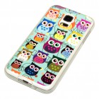 Samsung Galaxy S5 Mini Hülle - Silikon Case - Kleine Bunte Eulen Blau