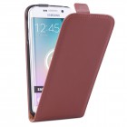 Samsung Galaxy S6 Edge Hülle - beschichtetes Leder - Flip Case - Braun