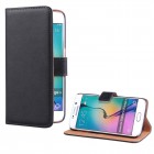 Samsung Galaxy S6 Edge+ Hülle - beschichtetes Leder - Flipcase mit Kreditkartenfach - Schwarz