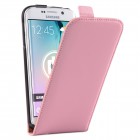 Samsung Galaxy S6 Edge Hülle - beschichtetes Leder - Flip Case - Rosa