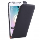 Samsung Galaxy S6 Edge Hülle - beschichtetes Leder - Flip Case - Schwarz