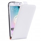 Samsung Galaxy S6 Edge Hülle - beschichtetes Leder - Flip Case - Weiß