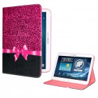 Samsung Galaxy Tab 3 10.1 Hülle - Kunstleder - Flipcase - Leo Schleife Pink