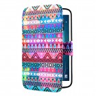 Samsung Galaxy Tab 3 8.0 Hülle - Kunstleder - Flipcase - Zick Zack Muster Dreiecke Pink Blau