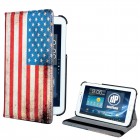 Samsung Galaxy Tab 3 Hülle - Kunstleder - Flipcase - 360 Retro Flagge USA