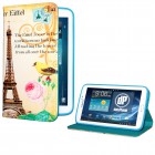 Samsung Galaxy Tab 3 Hülle - Kunstleder - Flipcase - Eiffelturm Rosa Blume