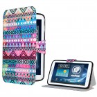 Samsung Galaxy Tab 3 Hülle - Kunstleder - Flipcase - Zick Zack Muster Dreiecke Pink Blau