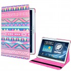 Samsung Galaxy Tab S 10.5 Hülle - Kunstleder - Flipcase - 360 - Zick Zack Muster Ethno Pfeile Pink