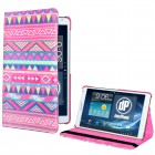 Samsung Galaxy Tab S 8.4 Hülle - Kunstleder - Flipcase - 360 - Zick Zack Muster Ethno Pfeile Pink