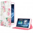 Samsung Galaxy Tab 3 8.0 Hülle - Kunstleder - Flipcase - Blumengesteck Weiß