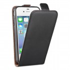 iPhone 4 4s Hülle - beschichtetes Leder - Flip Case - in Schwarz