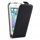 iPhone 5 5s / iPhone SE Hülle - beschichtetes Leder - Flip Case - in Schwarz