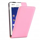 Sony Xperia M Hülle - beschichtetes Leder - Flip Case - in Pink
