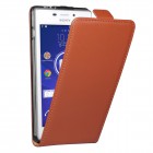 Sony Xperia M2 Hülle - beschichtetes Leder - Flip Case - Braun