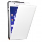 Sony Xperia M2 Hülle - beschichtetes Leder - Flip Case - Weiß