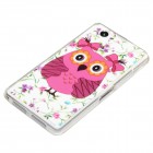 Sony Xperia Z1 Compact Hülle - Softcase - Große Lila Eule Bunte Blumen