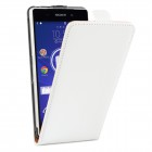 Sony Xperia Z2 Hülle - beschichtetes Leder - Flip Case - in Weiß