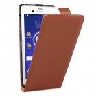 Sony Xperia Z3 Hülle - beschichtetes Leder - Flip Case - in Braun