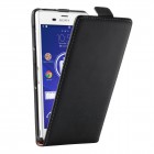 Sony Xperia Z3 Hülle - beschichtetes Leder - Flip Case - in Schwarz