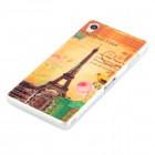 Sony Xperia Z3 Hülle - Silikon Case - Eiffelturm Rosa Blume