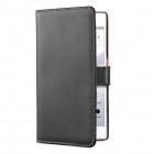 Sony Xperia Z5 beschichtetes Leder Flip Case mit Kreditkartenfach - Schwarz