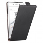 Sony Xperia Z5 Hülle - beschichtetes Leder - Flip Case - Schwarz