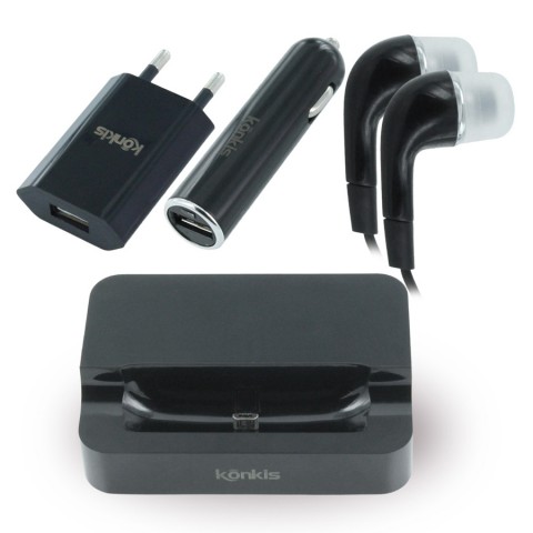 Universal 5-in-1 Set - KFZ Ladekabel - Netzteil - Datenkabel - Headset - Tischlader - Schwarz