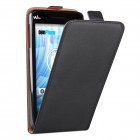 Wiko Lenny Hülle - beschichtetes Leder - Flip Case - Schwarz