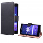 Sony Xperia Z Flip Case mit Kreditkartenfach - beschichtetes Leder - Schwarz